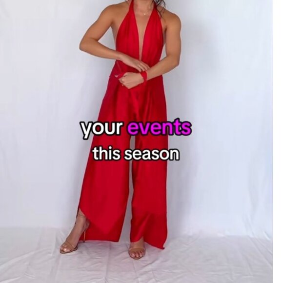 Red Satin Pant to Jumpsuit by Baliawear - Picture 3 of 6